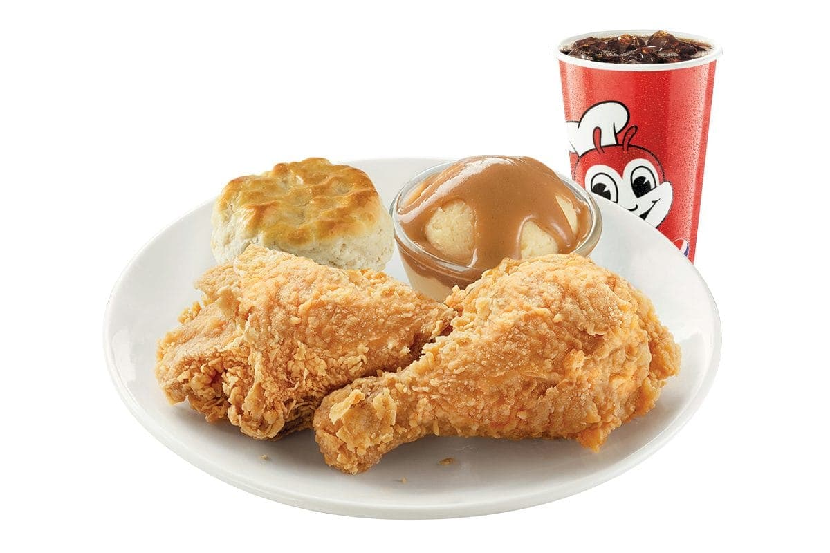 2pc Jolly Crispy Chicken w/ Biscuit + 1 Side and Drink