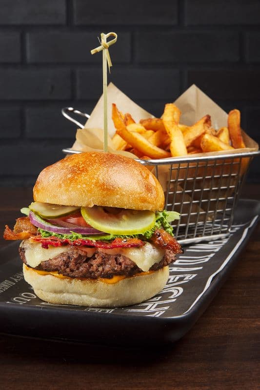 Maple Peppercorn Bacon & Cheddar Burger