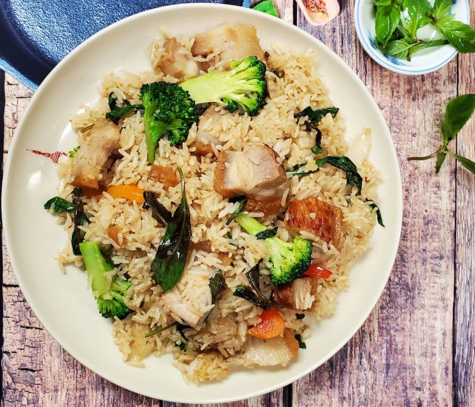 Basil Fried Rice Roasted Pork