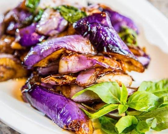 Wok Fried Eggplant and Basil