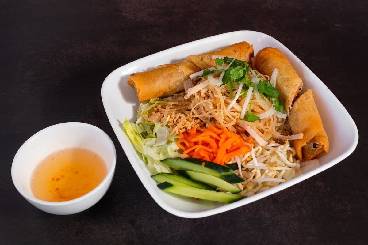 B2. Julienne Pork and Fried Roll Vermicelli - Bun Bi, Cha Gio