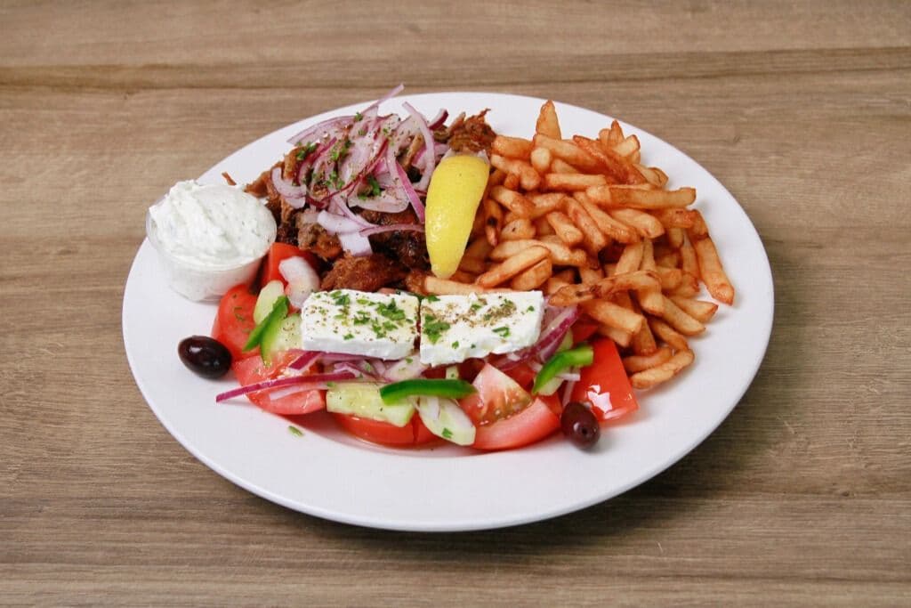 Assiette Gyros au Porc Traditionnel 1 pita