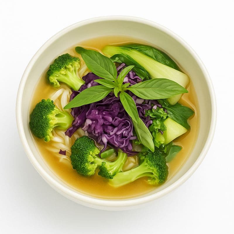 Vegetarian Rice Noodle Soup / Soupe de nouilles au riz végétarienne