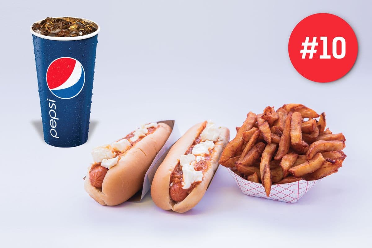 TRIO #10 2 HOT-DOG MICHIGAN + FRITES + LIQUEUR
