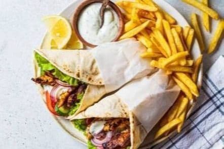 Greek Chicken Wrap with Fries