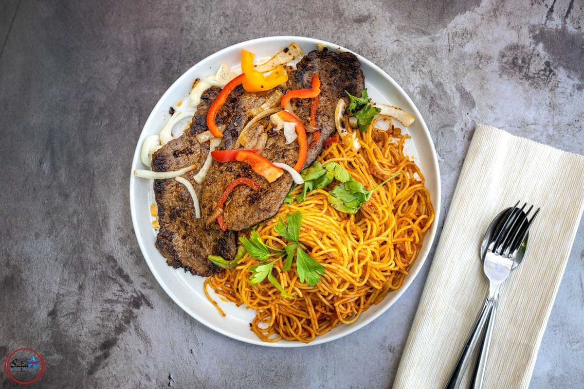Pasta and Beef Steak