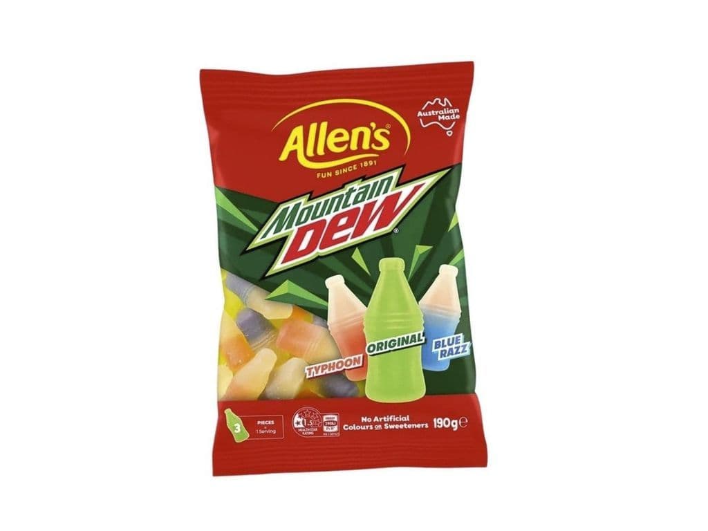 Allens Mountain Dew Gummies Australian Candies 190g Gummy Candy