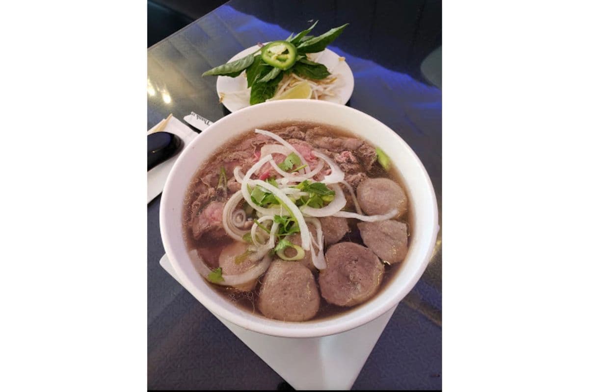 23. Large Rare Steak, Beef Ball, and Rice Noodle Soup - Pho Tai Bo Vien