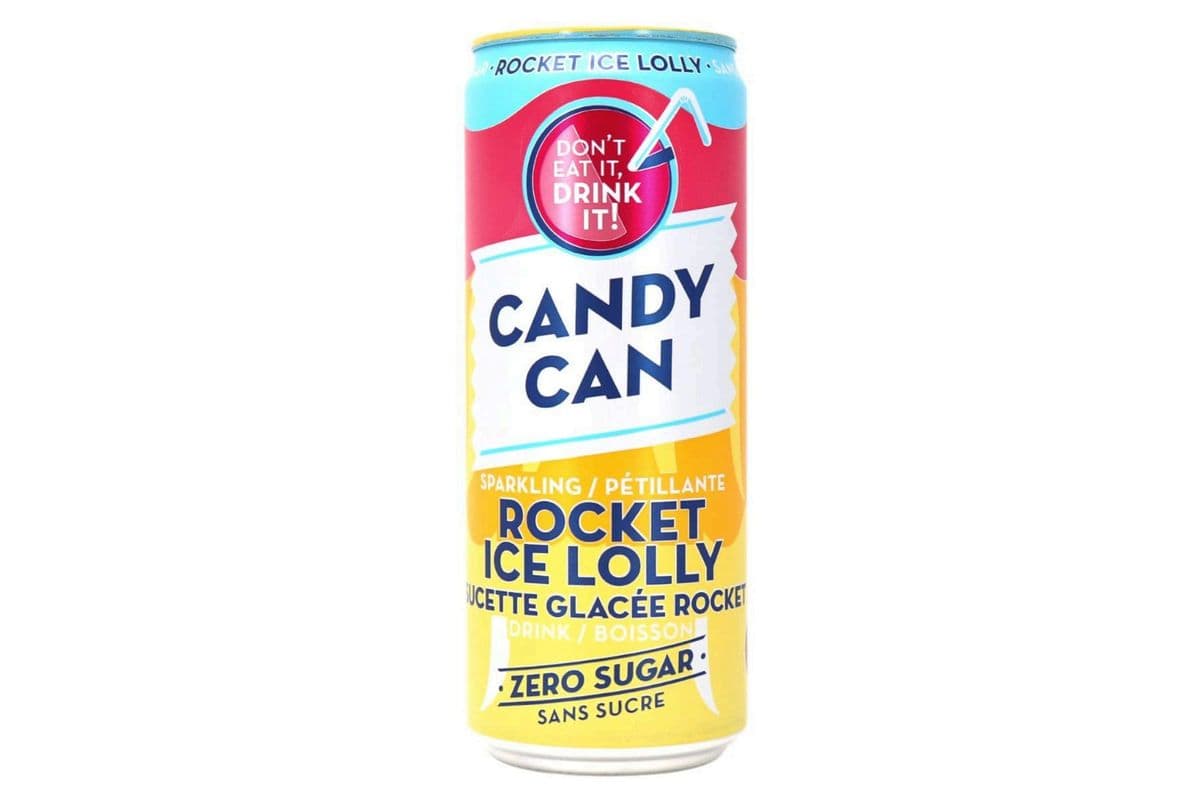 Candy Can Zero Sugar Candy Flavoured Sparkling Soft Drink Rocket Ice Lolly (330 ml)