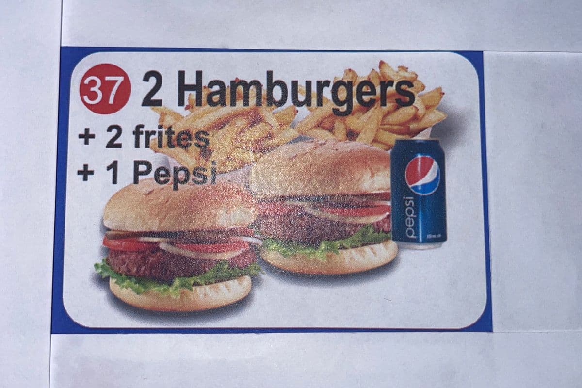 #37 Combo : 2 hamburgers, + 2 frites + 2 coke