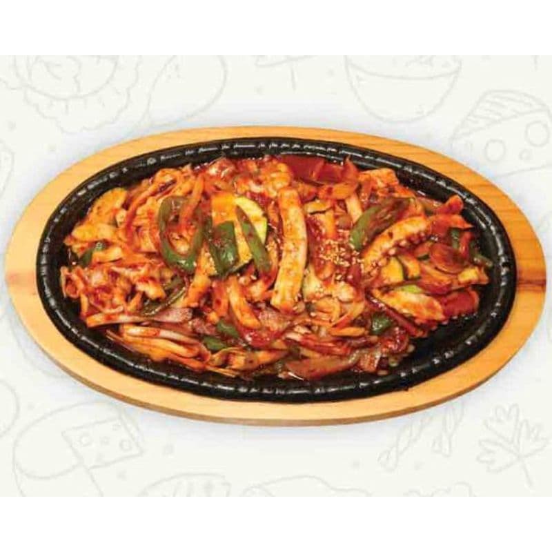 52. Spicy Squid with Vegetables on Hot Plate