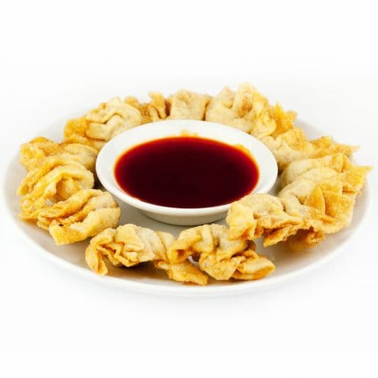 5. Wontons (10 pcs) with Red Peppers and Peanut Sauce