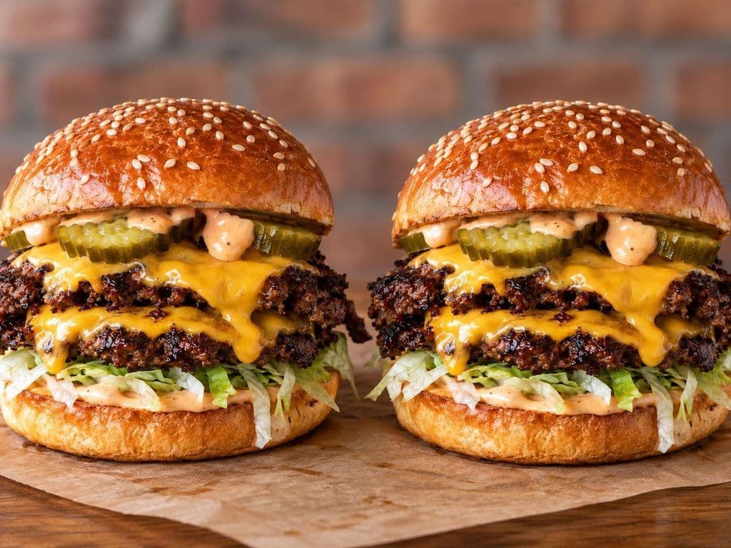 Two Double Beef Smash Cheeseburgers