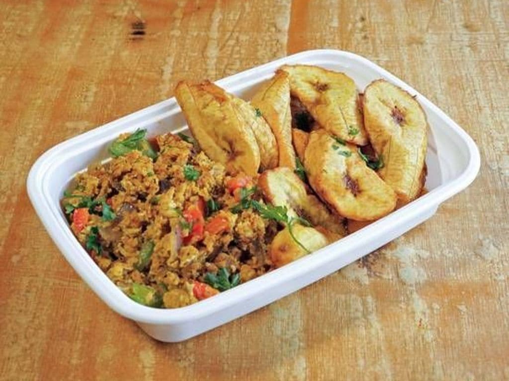 Nigerian style egg sauce and plantain