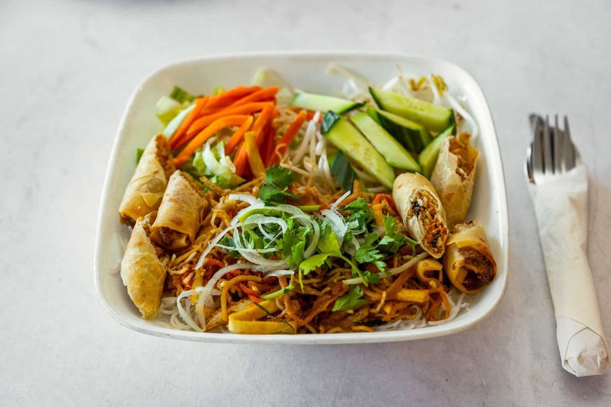 V6. Vegetarian Shredded Pork Vermicelli Bowl - Bun Bi Chay