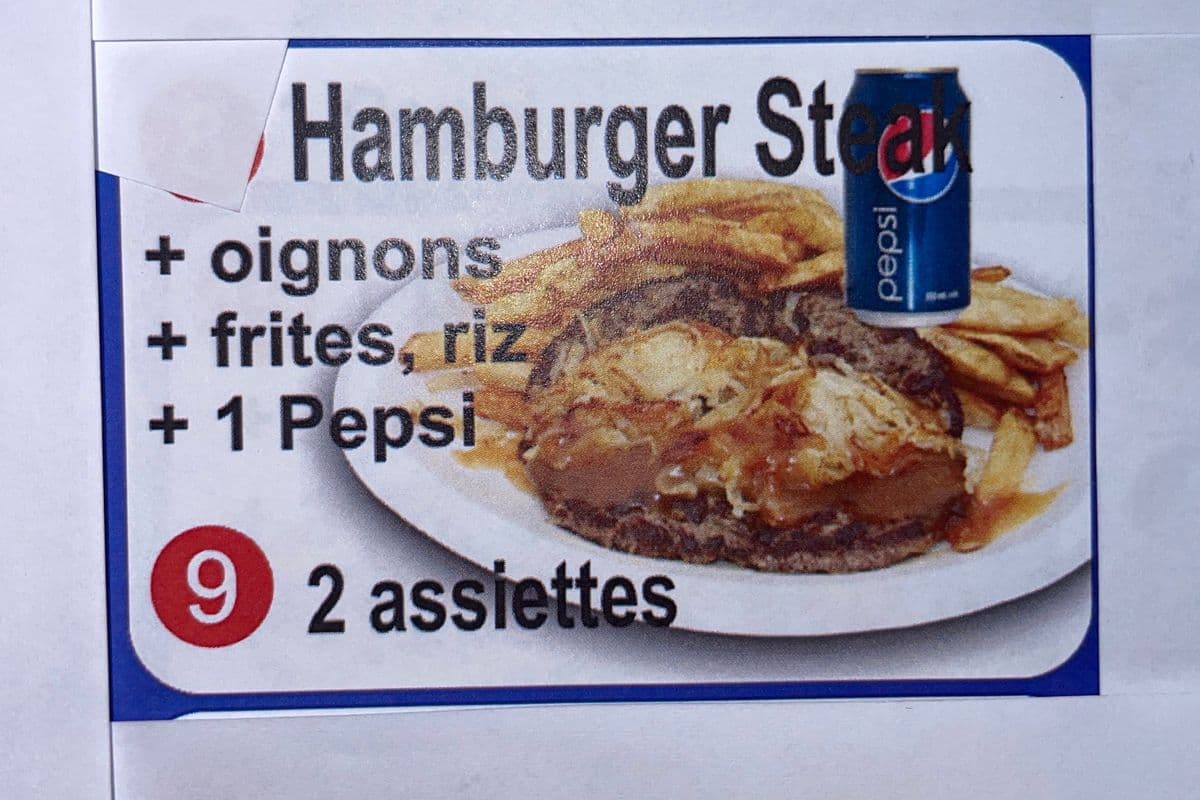#9 Combo :2 hamburger steak + oignons + frites + 2 pepsi