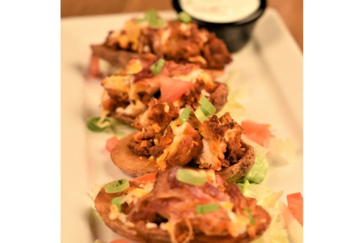 Loaded Potato Skins with Chicken Tenders