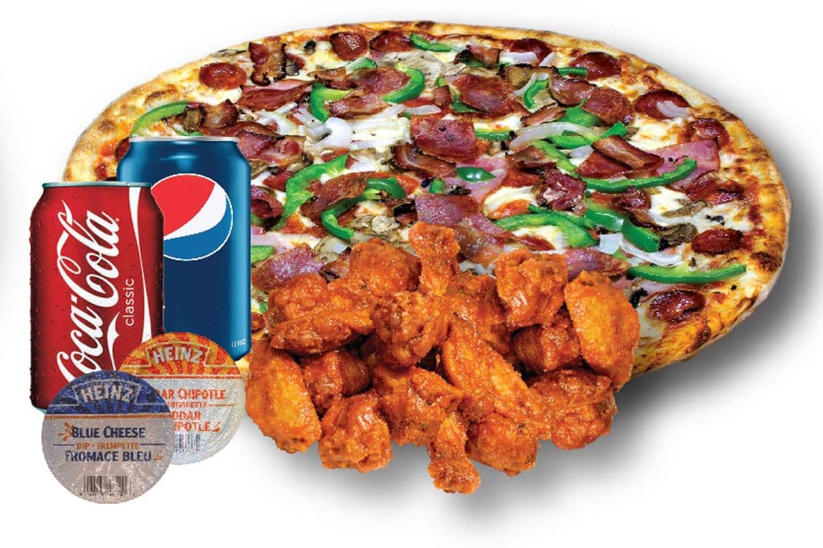 16" Large Three-Topping Pizza and Wing Special (20 pcs)