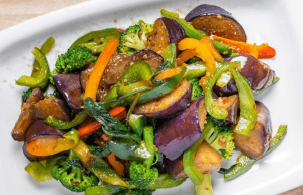 62. Eggplant with Basil Leaves