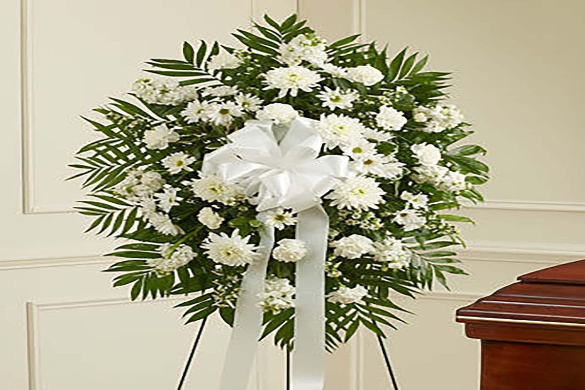 Deepest Sympathies White Standing Spray - WAS $200