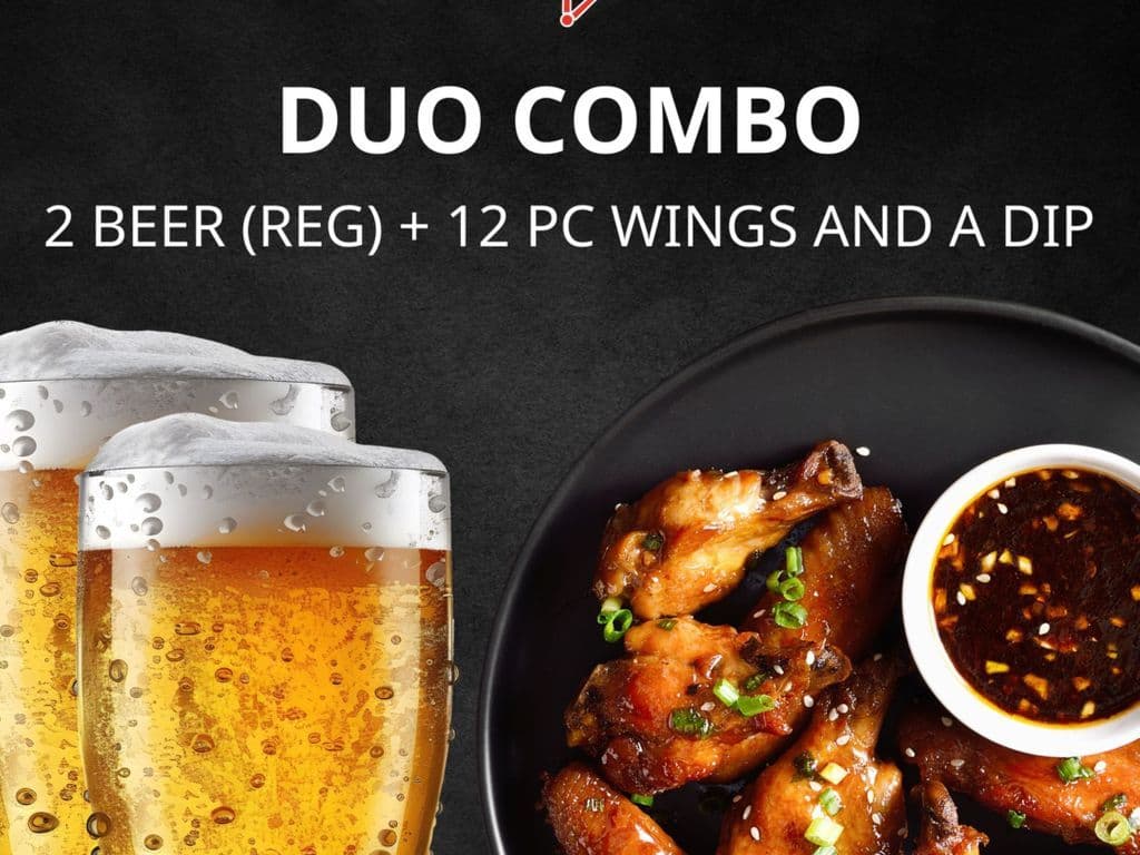 Duo Combo (2 Beers + 12 Wings + dip)