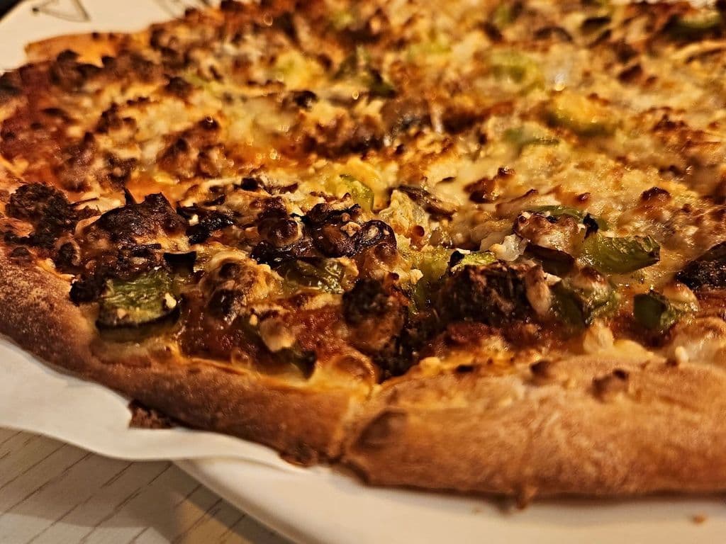Chorizo Tofu “Sausage" Pizza