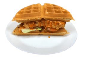 Rooster Love Chicken waffle sandwich Combo