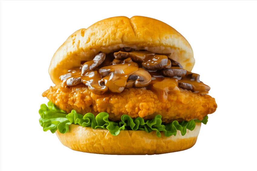 14.Black Truffle Chicken Leg Sandwich / 14.黑松露蘑菇鸡腿堡