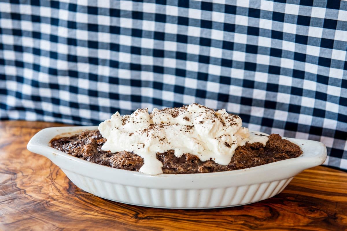 Smoked Chocolate Bread Pudding with Maple Whipped Cream