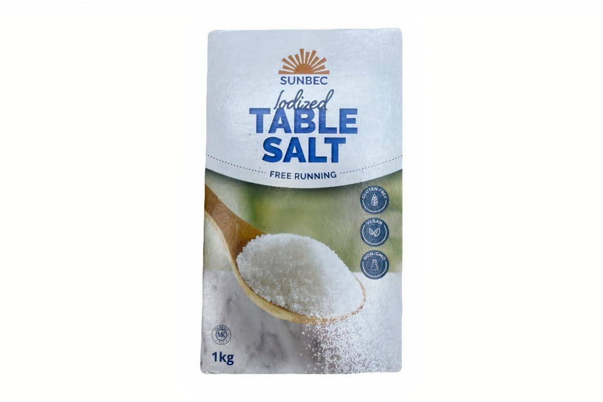 Sunbec sel de table iodé / Iodized Table Salt (1 kg)