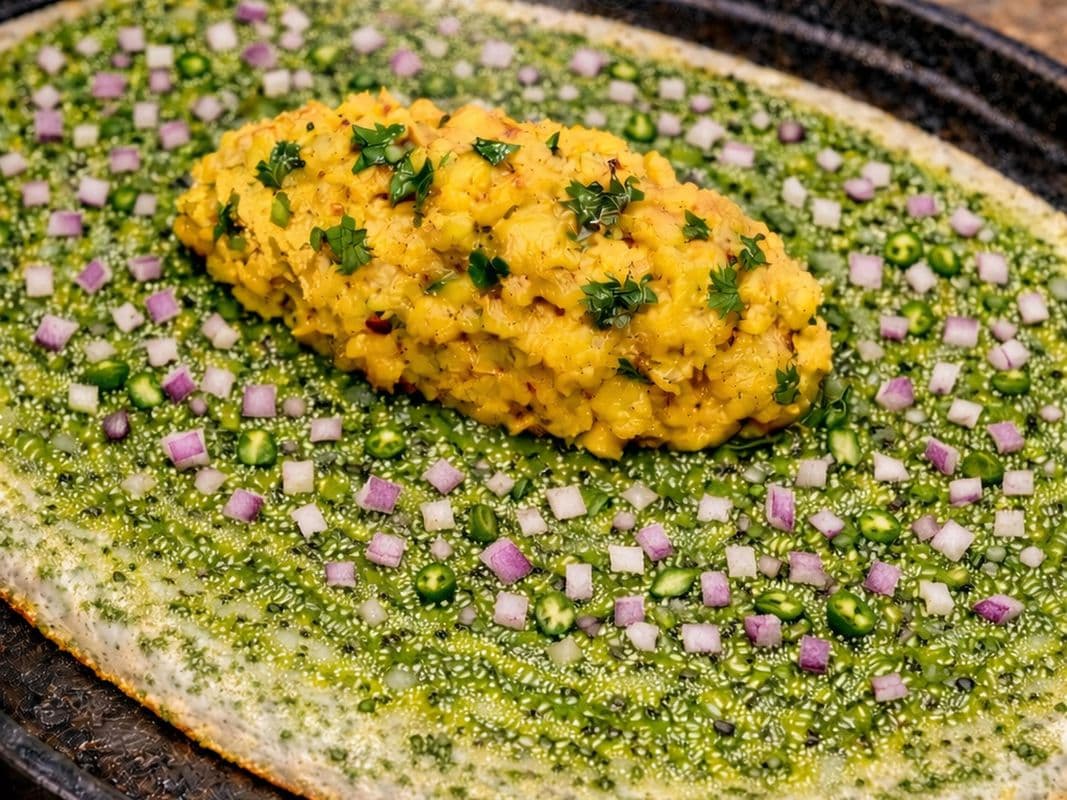 🌶Green Twist-Crunch Masala Dosa