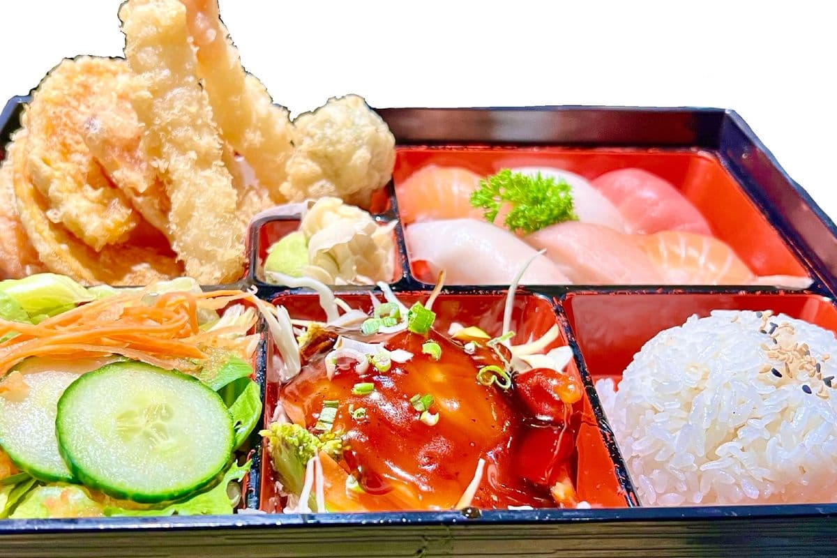 Salmon Teriyaki + Tempura + Sushi