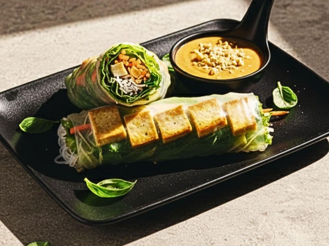 47. Vegan Fresh Rolls with Lemongrass Tofu (Gluten Free)