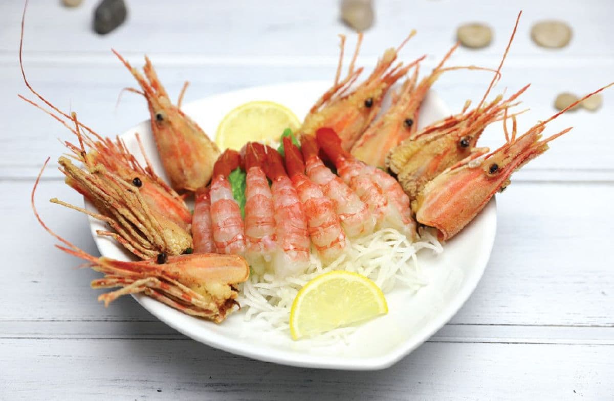 Amaebi Head on Sashimi