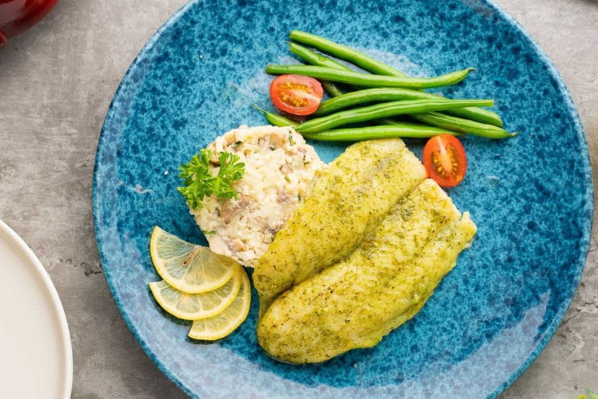 Oven Baked Pesto Basa with Mushroom Risotto - Low-Carb | GF | Diabetic Friendly