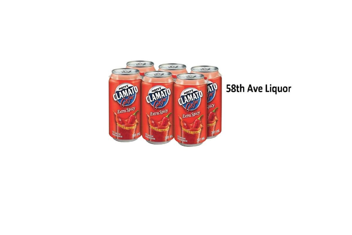MOTT'S CLAMATO CAESAR EXTRA SPICY CANS (1 x 6x341ML)