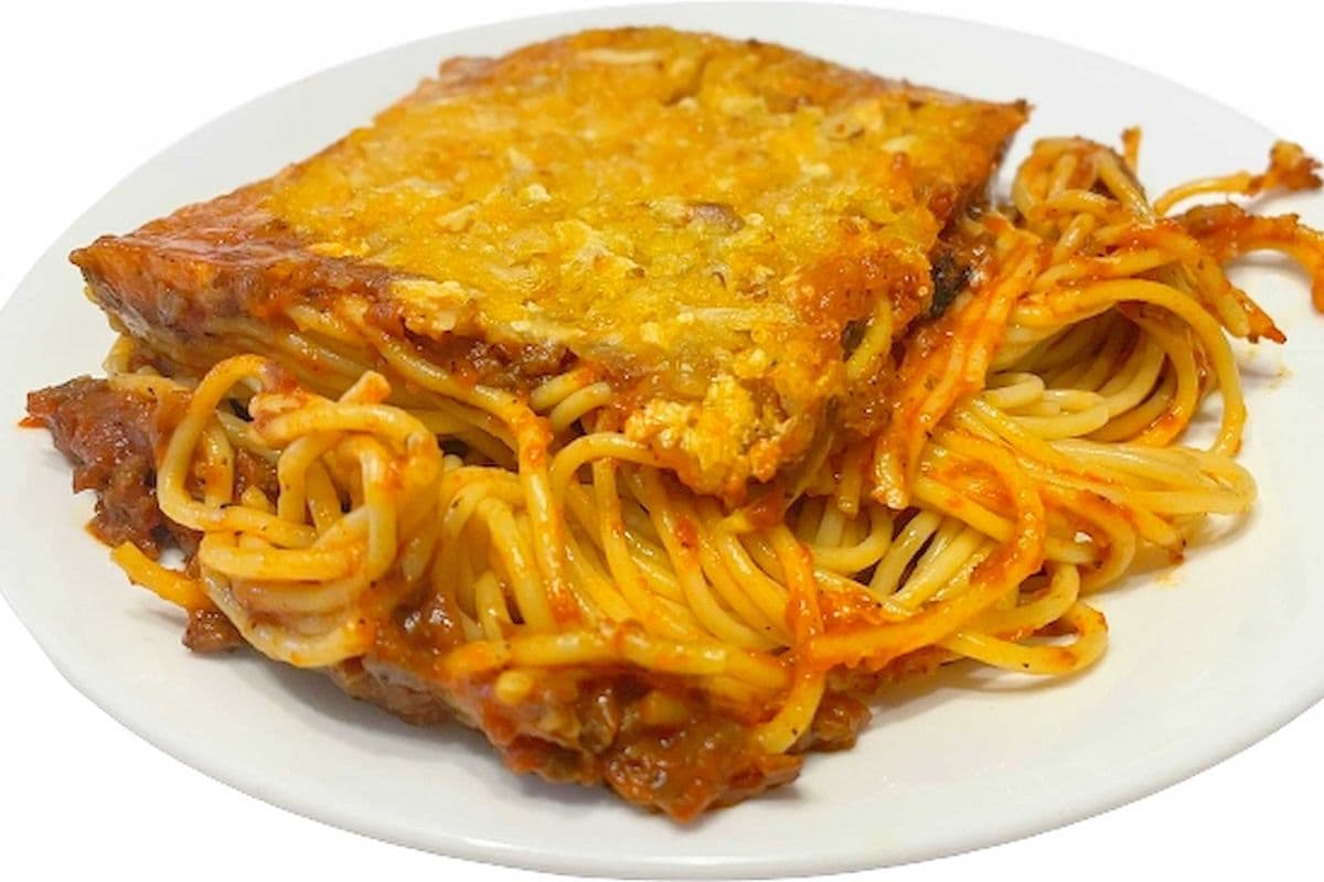 Small Baked Spaghetti with Vegan Meat Sauce