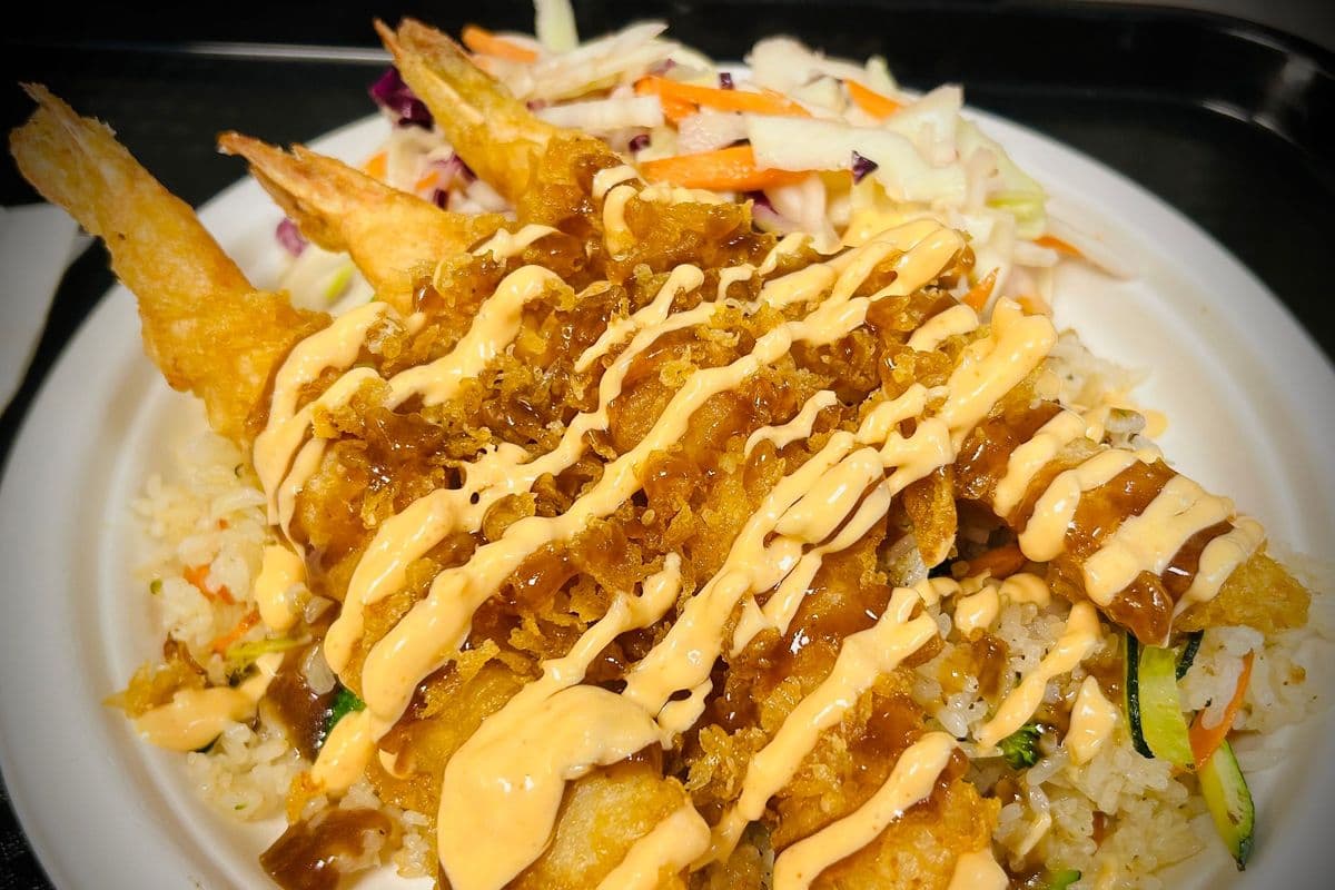 Shrimp Tempura (served with Rice and salad)
