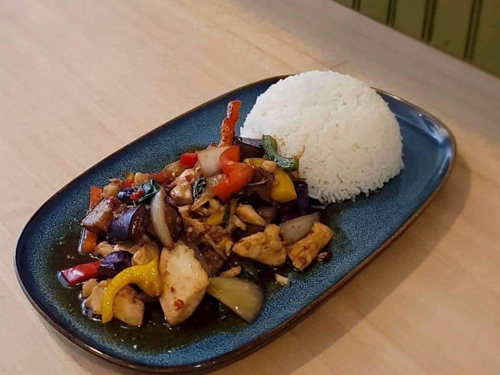 Eggplants & Basil w/Rice
