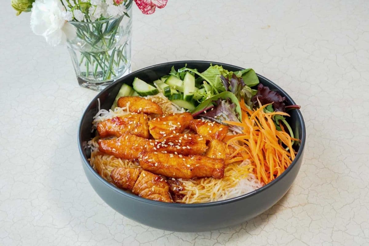 Caramel Salmon Noodle Bowl