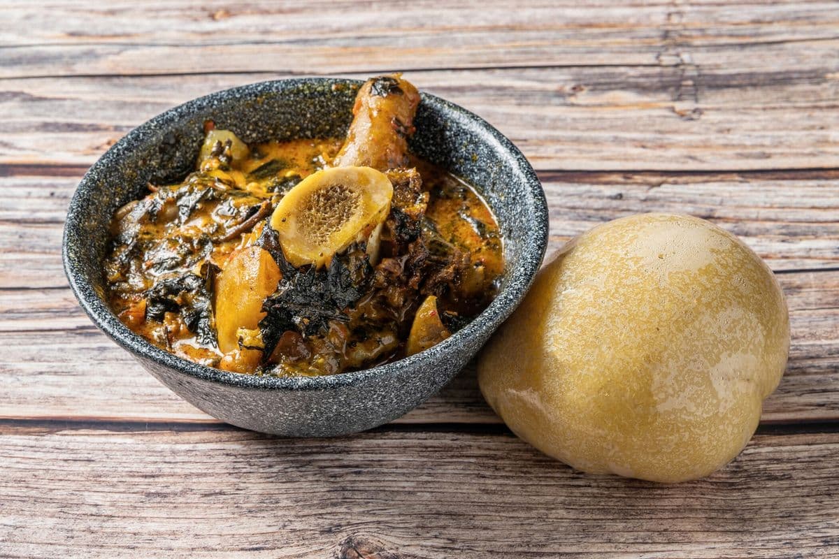 Oha Soup With Yellow Garri