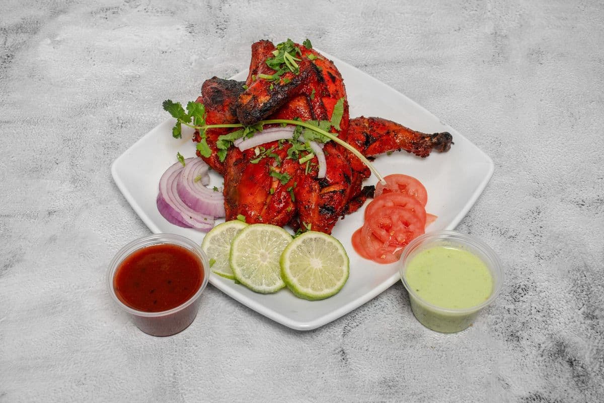 Tandoori Chicken (whole) with 2 naan & salad