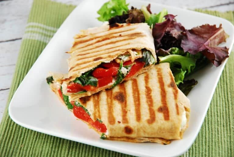 Pressed Spinach, Goat cheese, and Roasted Pepper Wrap