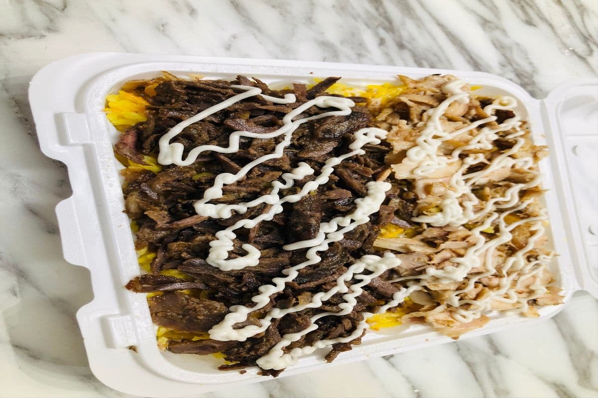 Mix Shawarma on Rice Half Chicken Half Beef