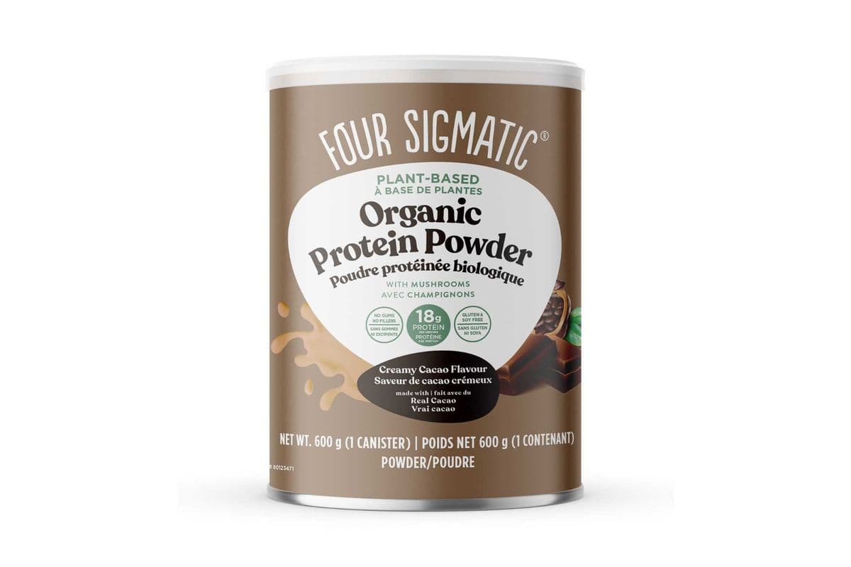 FOUR SIGMATIC PROTEIN POWDER, CREAMY CACAO FLAVOUR, 600 G, ORGANIC, VEGAN, WITH MUSHROOMS AND ADAPTOGENS (600 g)