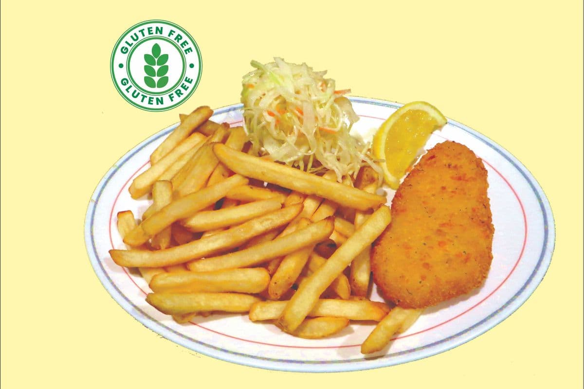 1 Piece Cape Hake fish with Cheddar Biscuit Breading & Fries (Gluten Free)