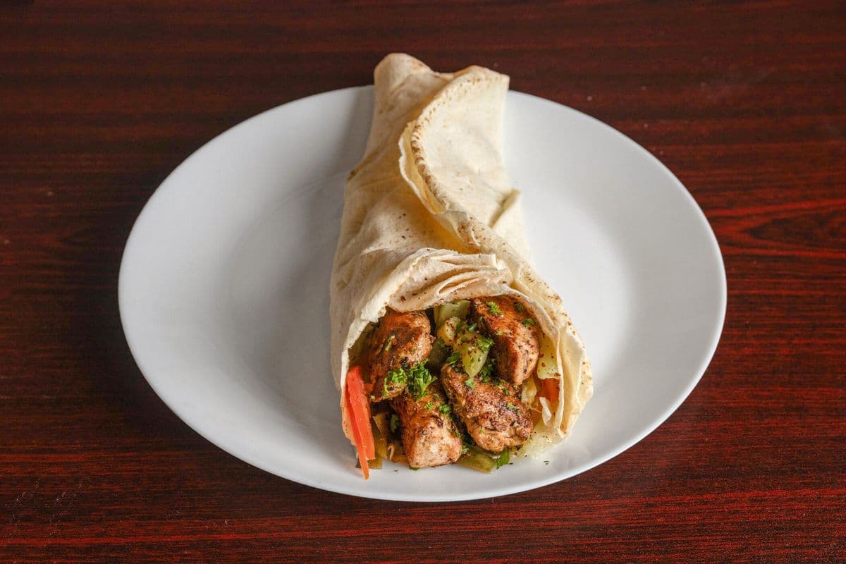 Shish Tawouk (Grilled Chicken Breast Cubes) Wrap
