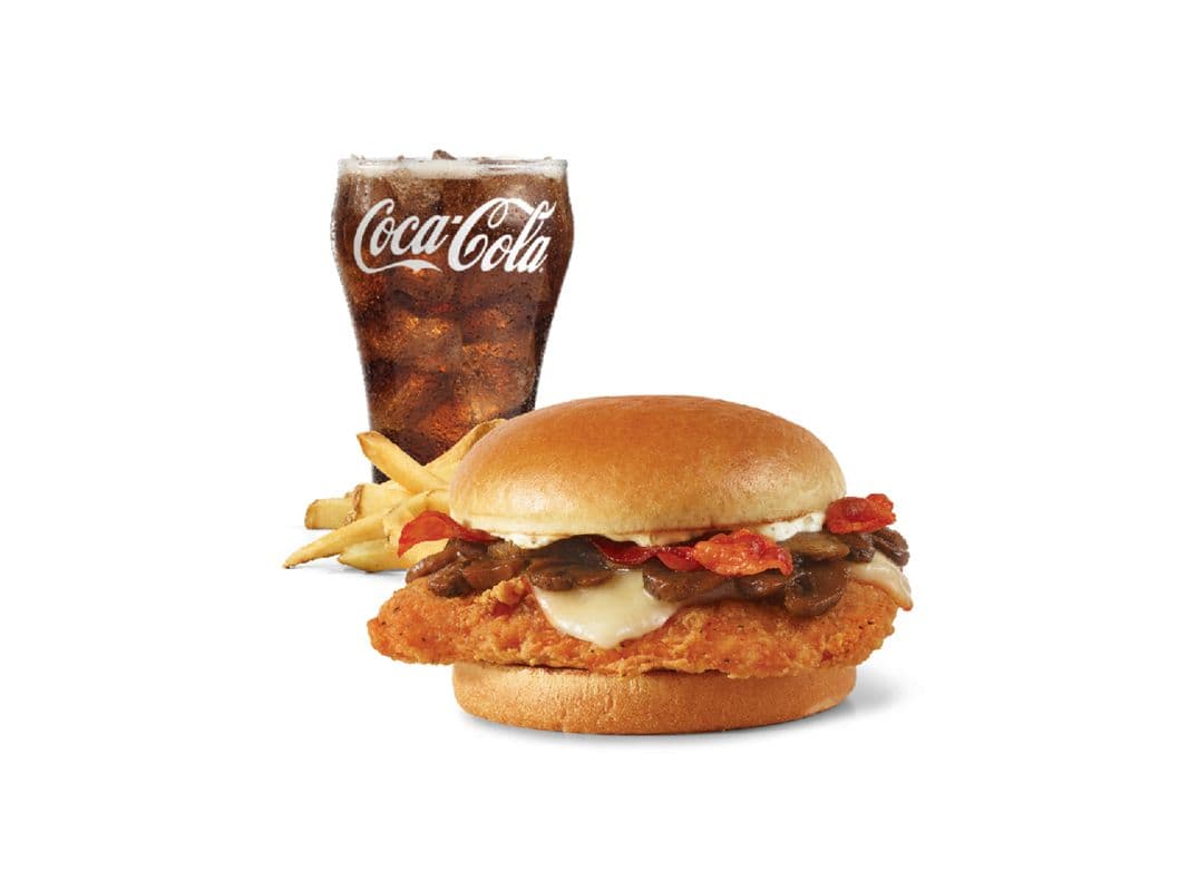Garlic Mushroom Bacon Spicy Chicken Sandwich Combo - Large