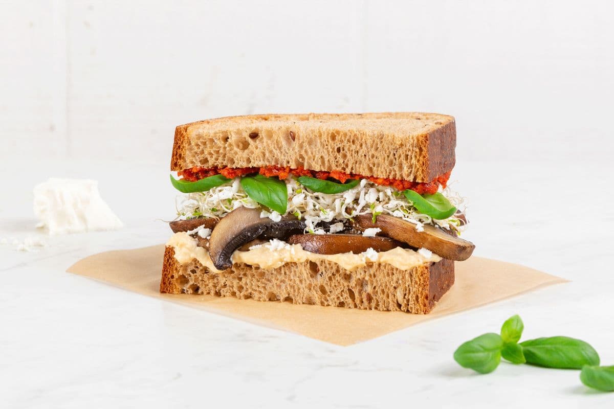 Grilled Portobello and Hummus Sandwich (Personal)