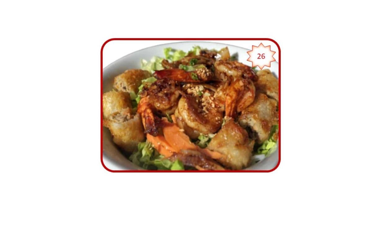 26. Grilled Shrimp and Spring Roll on Rice Vermicelli